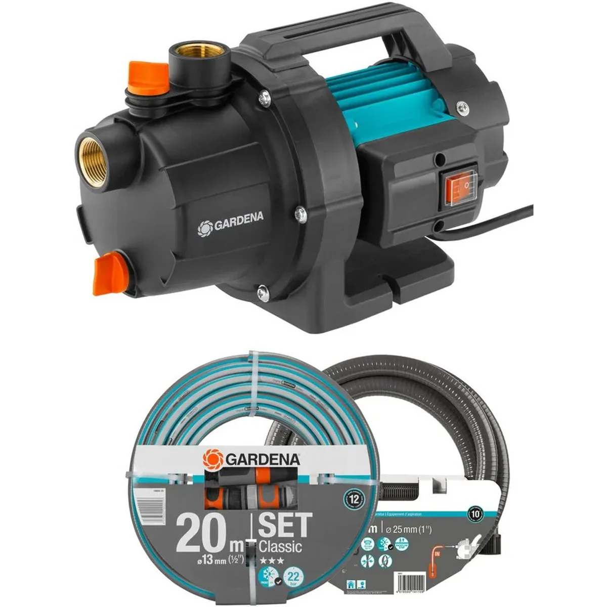 Gardena Gartenpumpe 3000/4 BASIC Set, hohe Förderleistung, einfache Handhabung