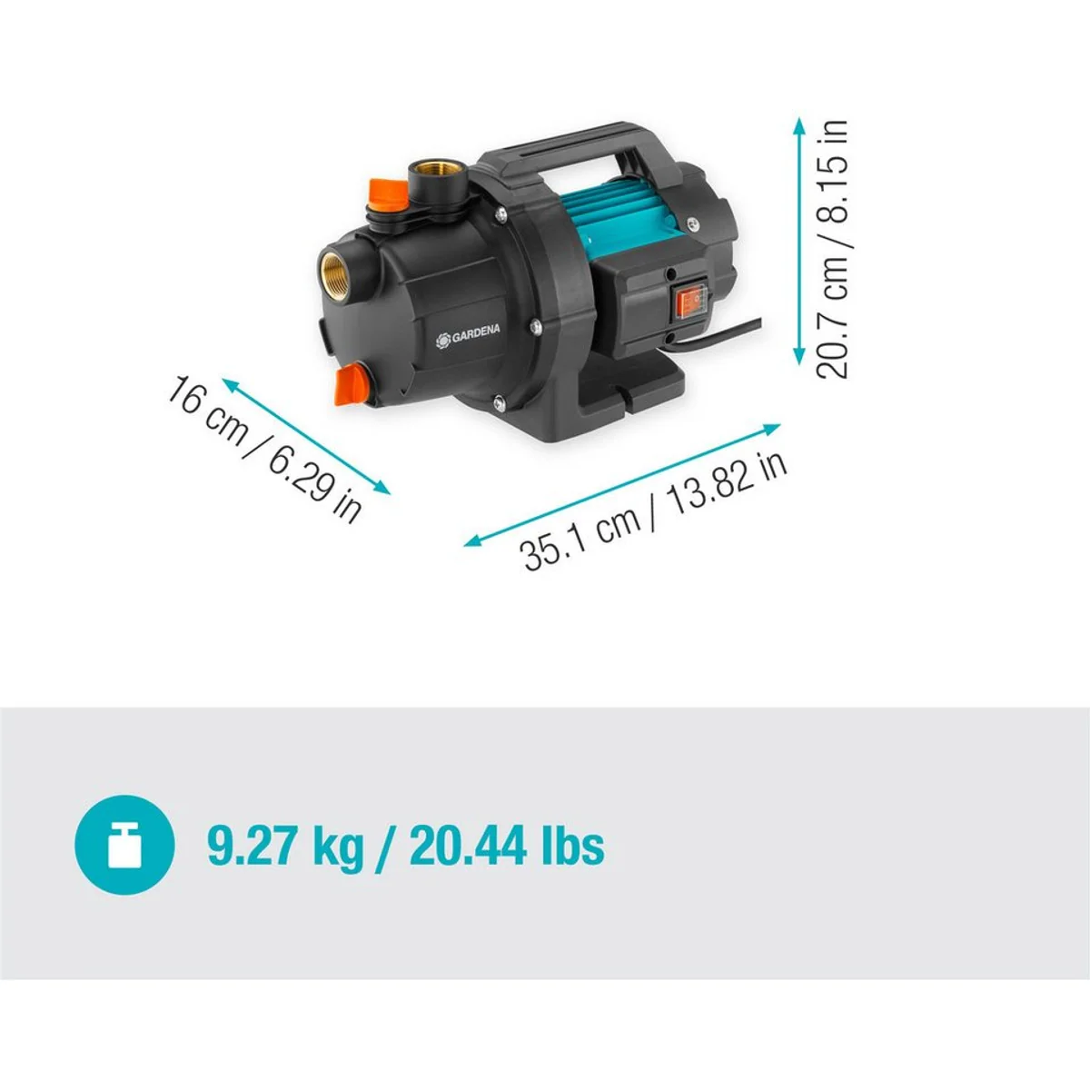 Gardena Gartenpumpe 3000/4 BASIC Set, hohe Förderleistung, einfache Handhabung 3