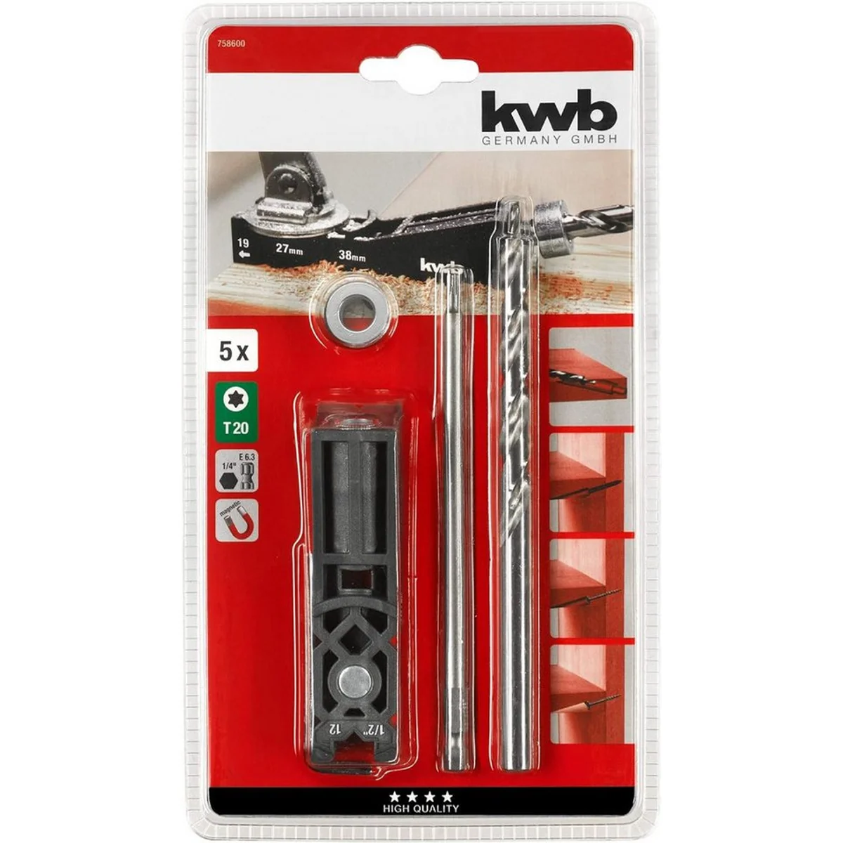 kwb Bohrer- und Bit-Set, vielseitig einsetzbar, inkl. Tiefenstop 5