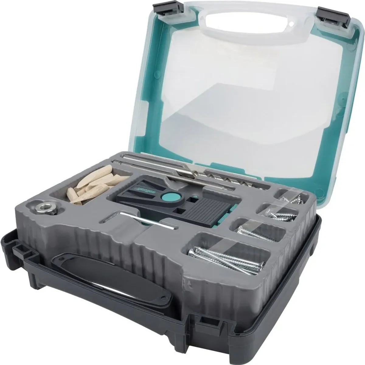 Wolfcraft Bohrschablone 4642100, präzises Bohren leicht gemacht — vielseitig, robust, benutzerfreundlich