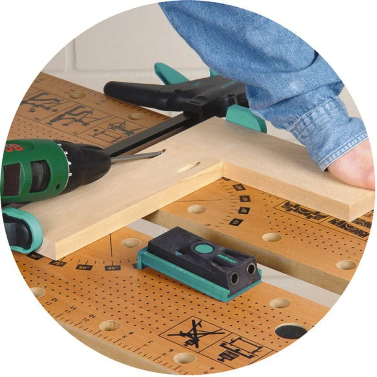Wolfcraft Bohrschablone 4642100, präzises Bohren leicht gemacht — vielseitig, robust, benutzerfreundlich 4