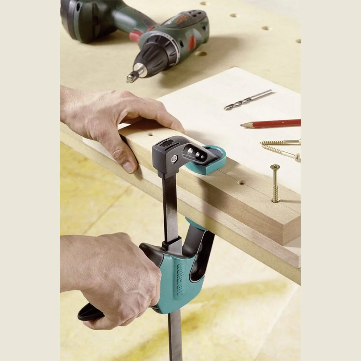 Wolfcraft Einhandzwinge EHZ Easy 75-150, einfache Handhabung, hohe Spannkraft, vielseitig einsetzbar 4