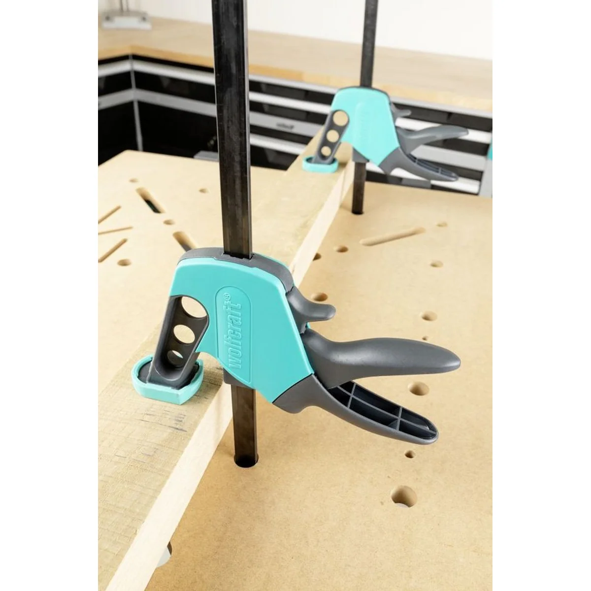 Wolfcraft Einhandzwinge EHZ Easy 75-150, einfache Handhabung, hohe Spannkraft, vielseitig einsetzbar 5