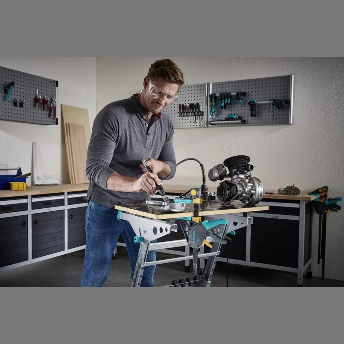 Wolfcraft Einhandzwinge EHZ Pro 100-700, ergonomisches Design, hohe Spannkraft, einfache Handhabung 4